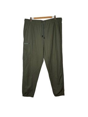 Motion XL Olive Green Mens Jogger Pants Drawstring Zipper Pocket Goblincore